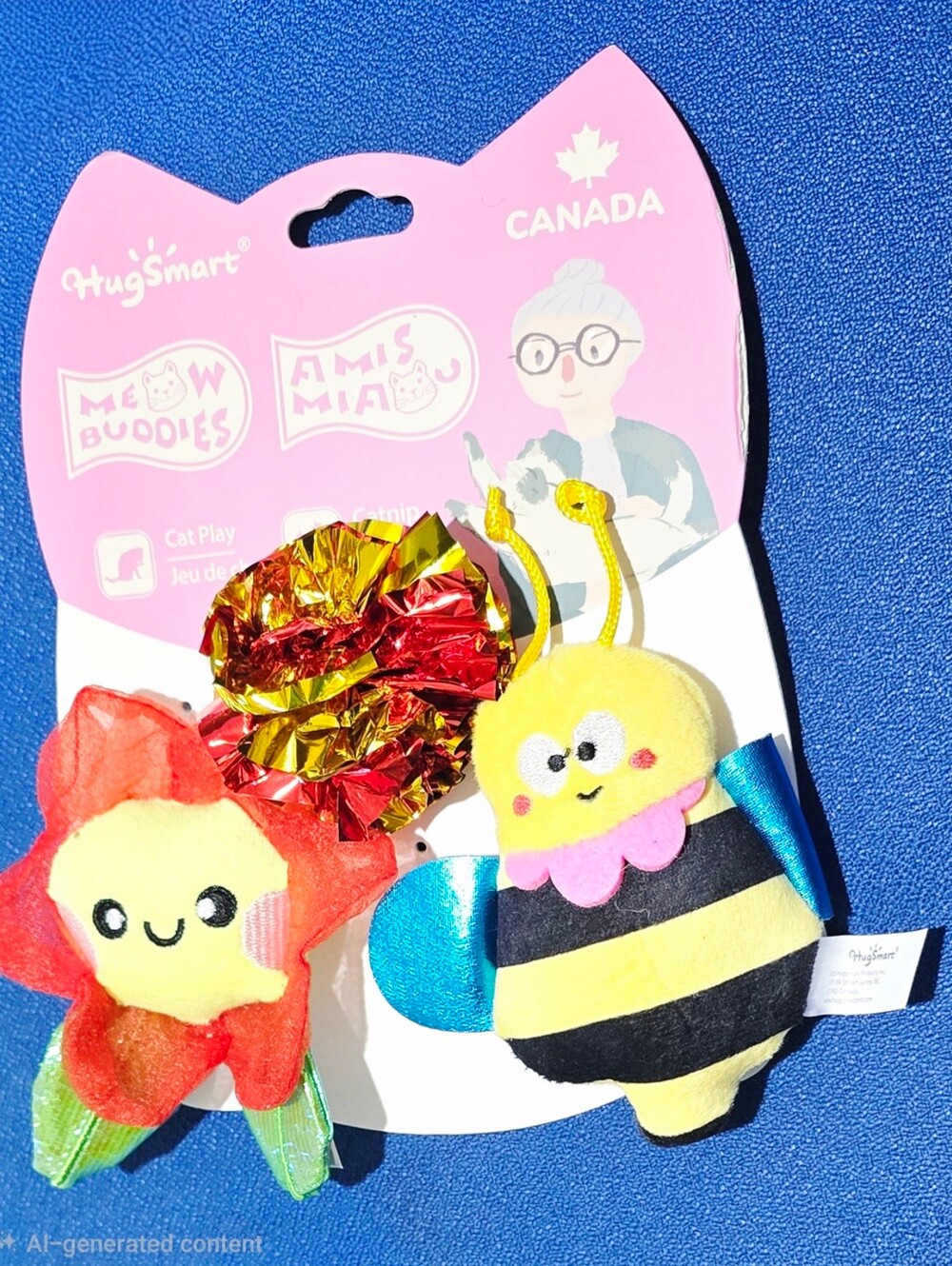 NEW! Hugsmart Meow Buddies Flower & Bee Cat Toy Set - 3 pk